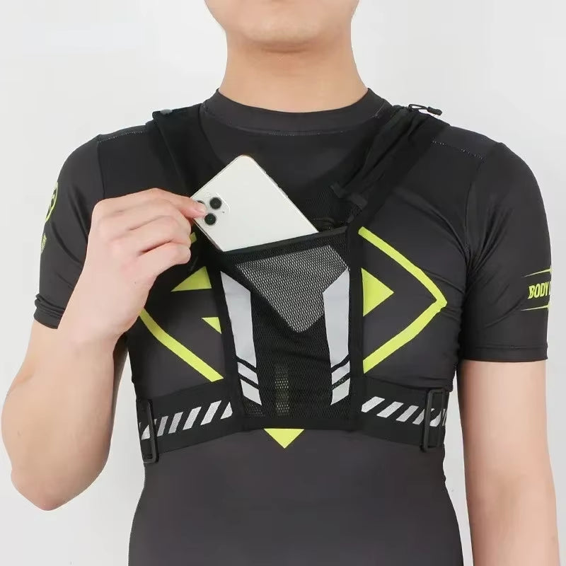 Reflective Running Backpack Universal Lightweight Sport Running Vest Mobile Phone Cards Bag for Jogging Fitness Male Female Vest